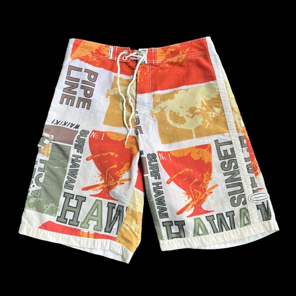 Other - Rare Local Motion vintage board shorts AOP Hawaii Surf Spots Fits 32